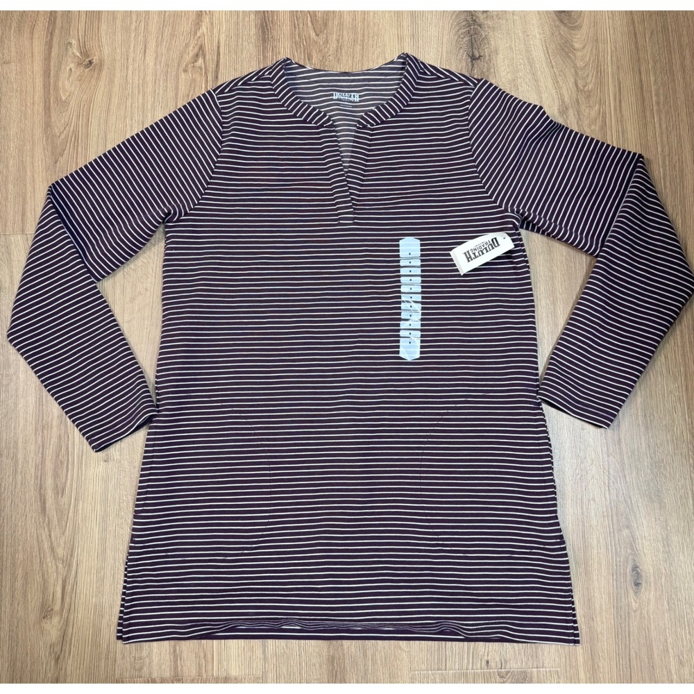 NWT‎ Duluth Trading Co Womens Ponte Pro Tunic Top Purple Striped Pockets M